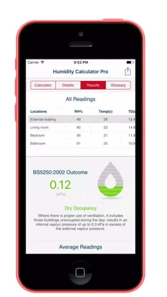 Ảnh chụp màn hình của Humidity Calculator (Pro)