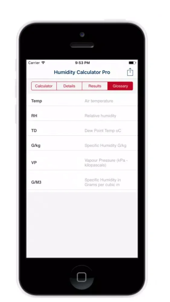 Ảnh chụp màn hình của Humidity Calculator (Pro)