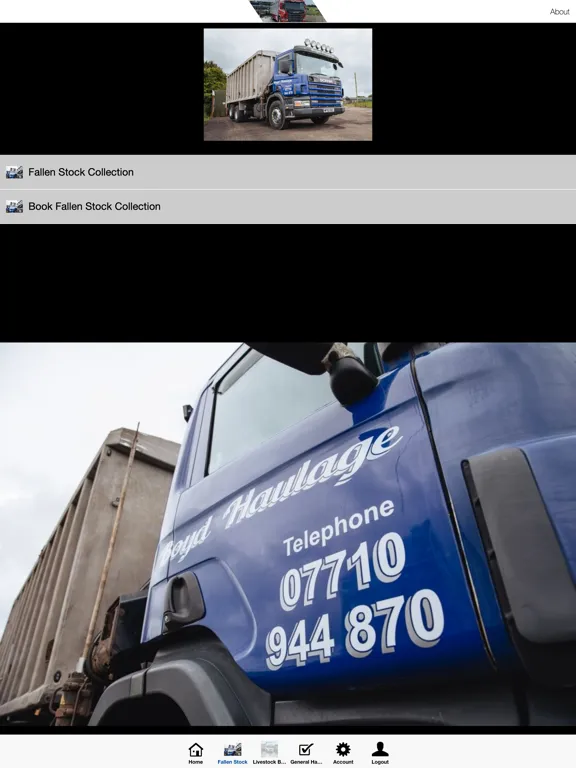 Tangkapan layar Boyd haulage Ltd iPad 