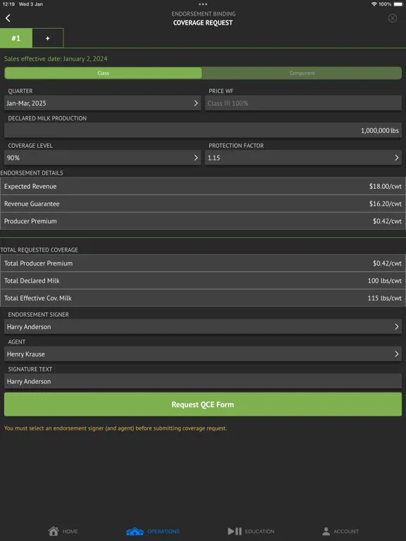 Tangkapan layar Livestock Insurance Analyzer iPad 