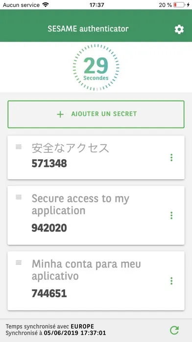 SESAME Authenticator V2 سکرین شاٹس