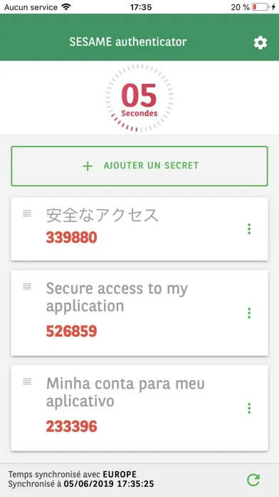 SESAME Authenticator V2 سکرین شاٹس