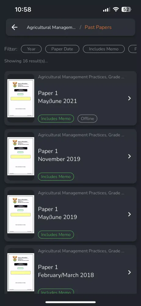 Capturas de pantalla de Past Papers SA