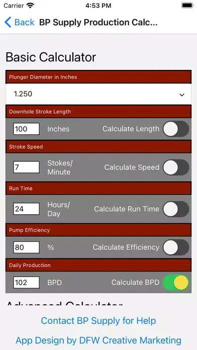 Screenshot di BP Supply Pump Calculator