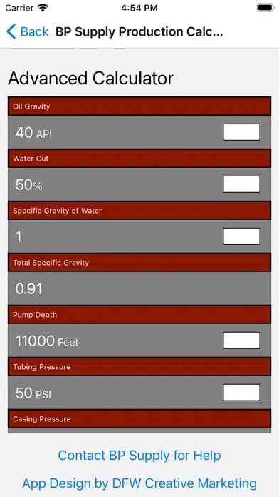 Screenshot di BP Supply Pump Calculator