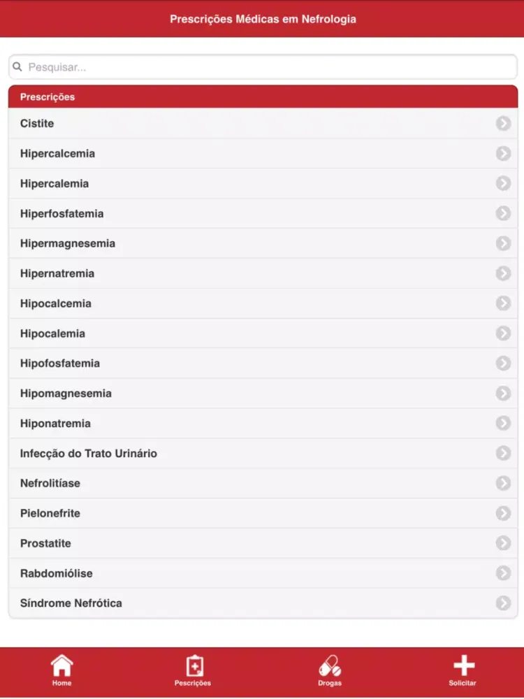 Tangkapan layar Prescrições Médicas Nefrologia iPad 