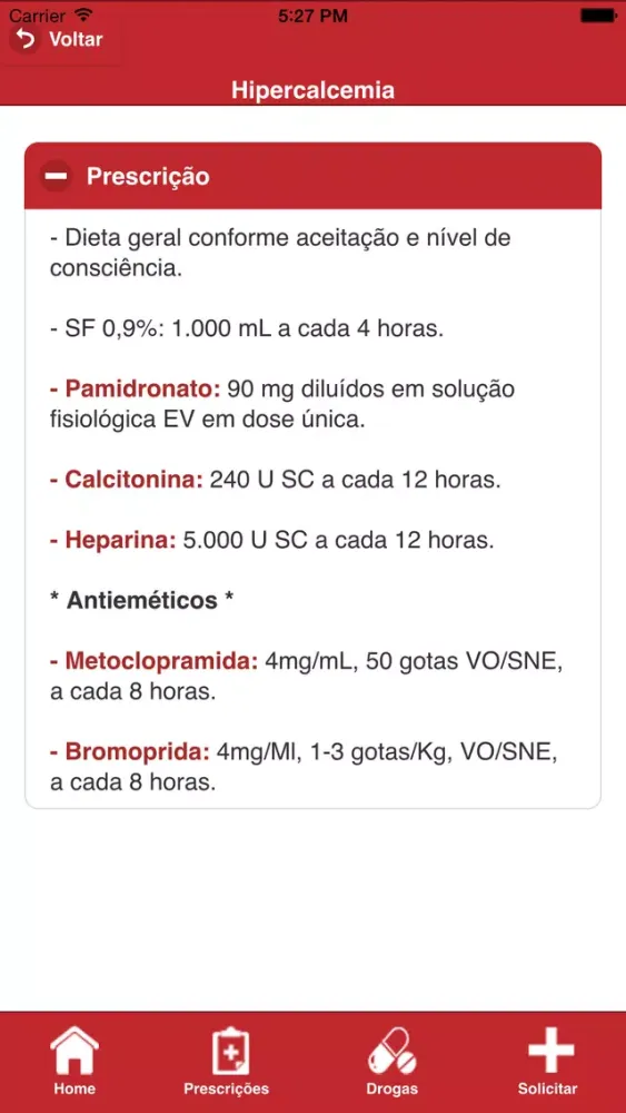 Tangkapan layar Prescrições Médicas Nefrologia