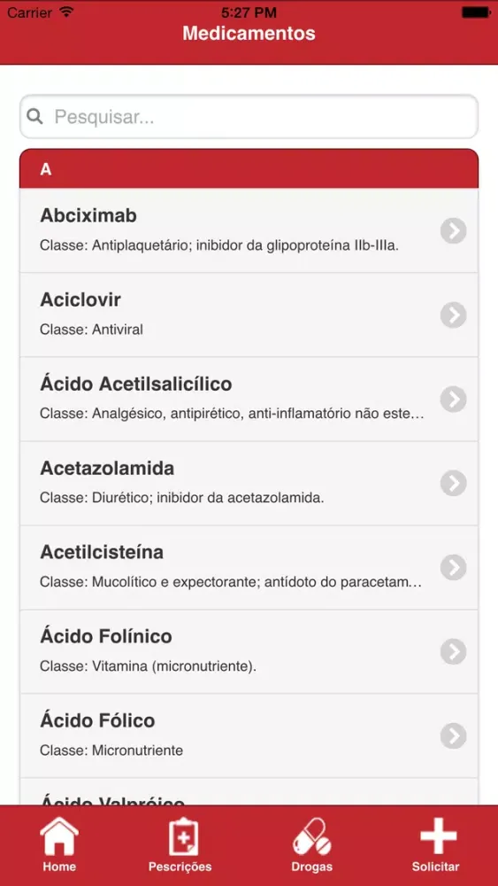 Tangkapan layar Prescrições Médicas Nefrologia