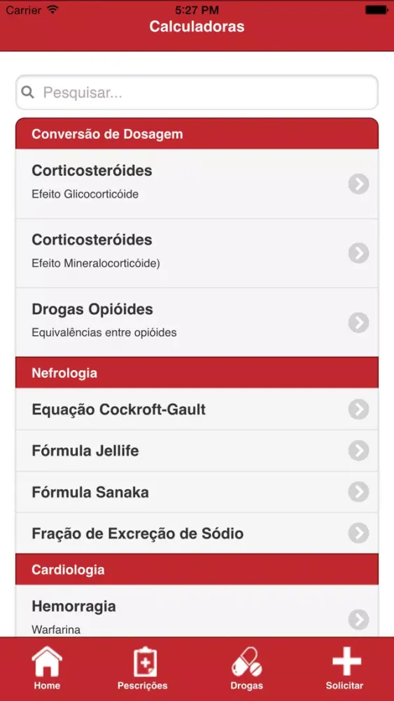 Tangkapan layar Prescrições Médicas Nefrologia