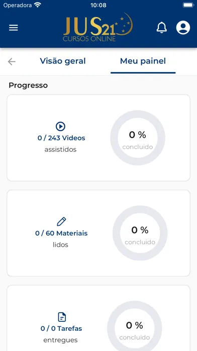 Capturas de tela do Jus21 Cursos Online