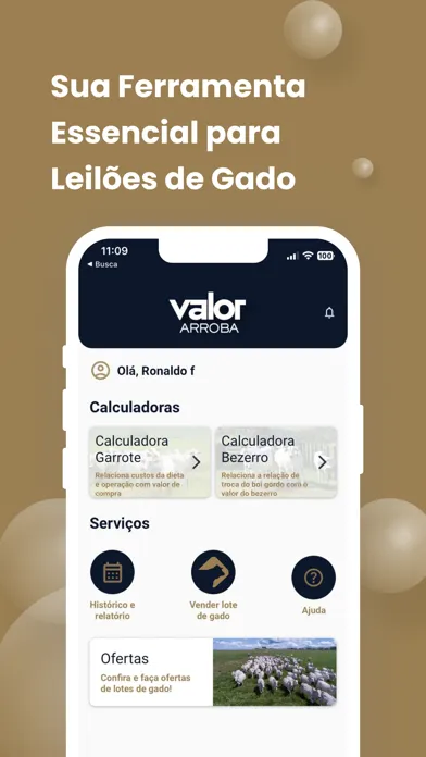 Capturas de tela do Valor Arroba