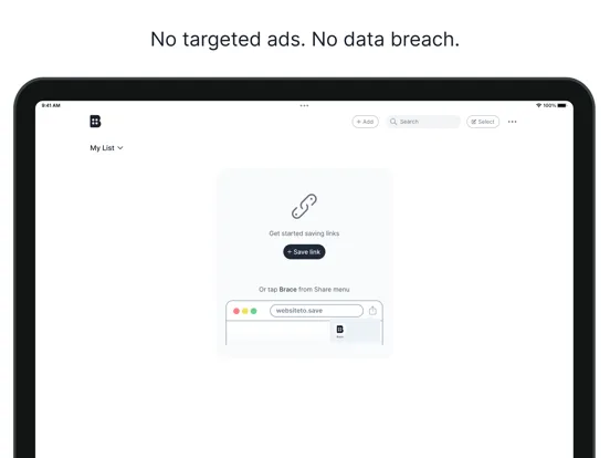 Ảnh chụp màn hình của Brace.to - Bookmark Manager iPad 