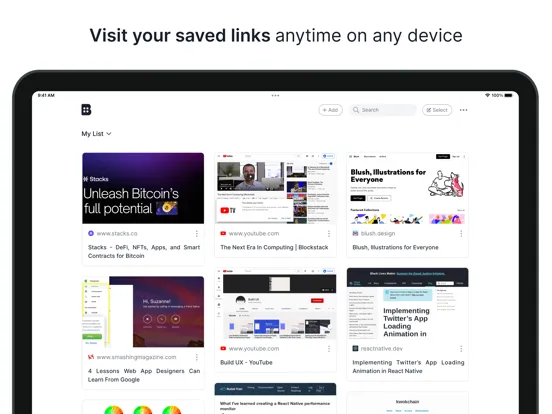 Ảnh chụp màn hình của Brace.to - Bookmark Manager iPad 