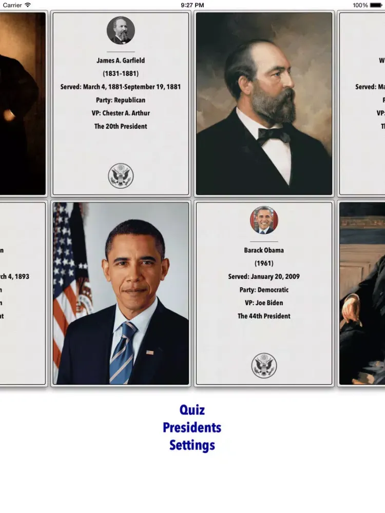 Presidents of the US iPad  স্ক্রিনশট