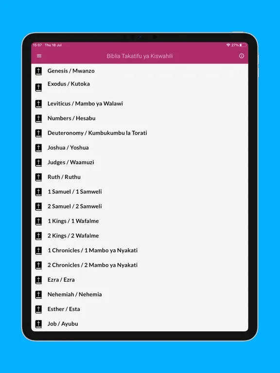 تصاویر Biblia Takatifu Swahili iPad 