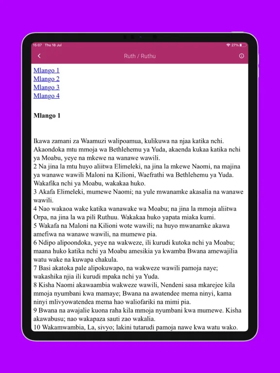 تصاویر Biblia Takatifu Swahili iPad 