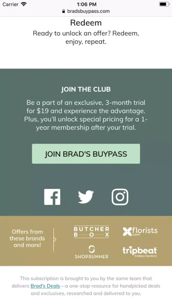 Zrzuty ekranu Brad's BuyPass