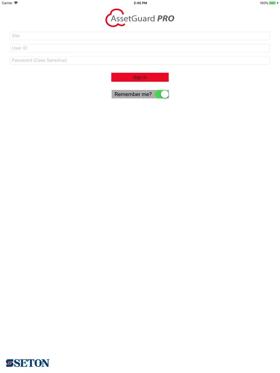 Tangkapan skrin Brady AssetGuard PRO iPad 