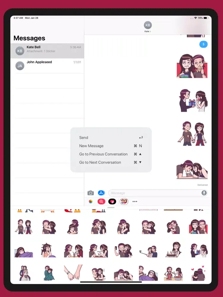 ภาพหน้าจอของ Happy Couple Valentine Sticker iPad 