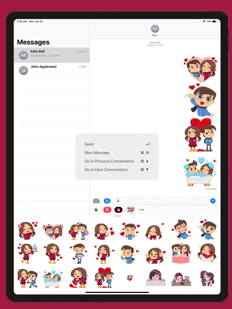 ภาพหน้าจอของ Happy Couple Valentine Sticker iPad 