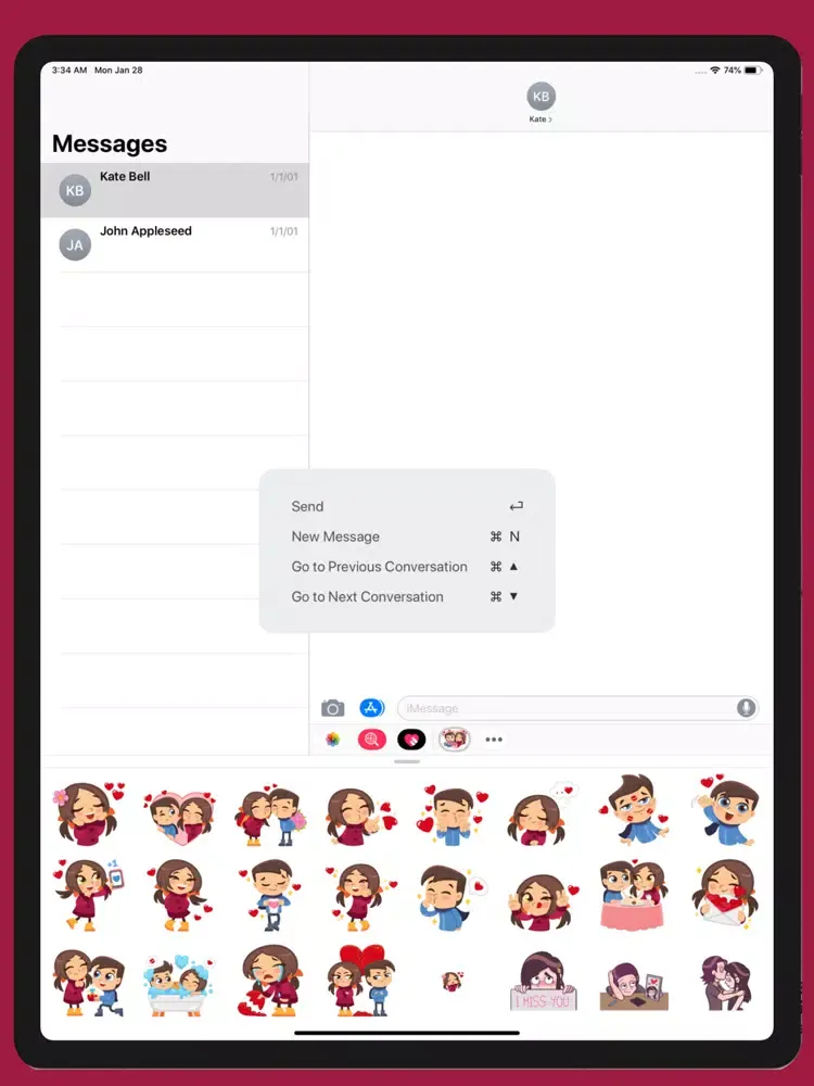 ภาพหน้าจอของ Happy Couple Valentine Sticker iPad 