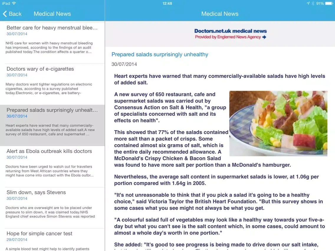 Medical news iPad  Screenshots