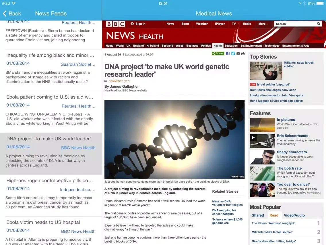 Medical news iPad  Screenshots
