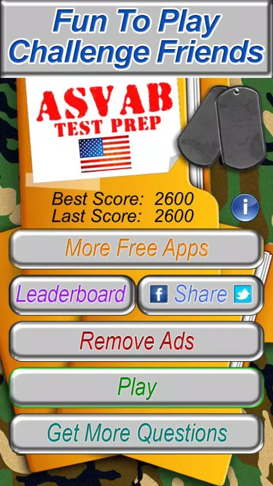 Capturas de pantalla de ASVAB Practice Test Quiz Free - How to Prepare for the US Army, Navy, Airforce, Marines, Coast Guard Military Entrance Placement Exam