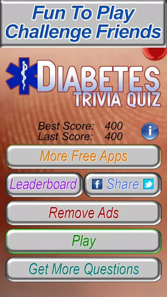 Ảnh chụp màn hình của Diabetes Trivia Quiz - The Fun Medical Game For Healthy Diabetics