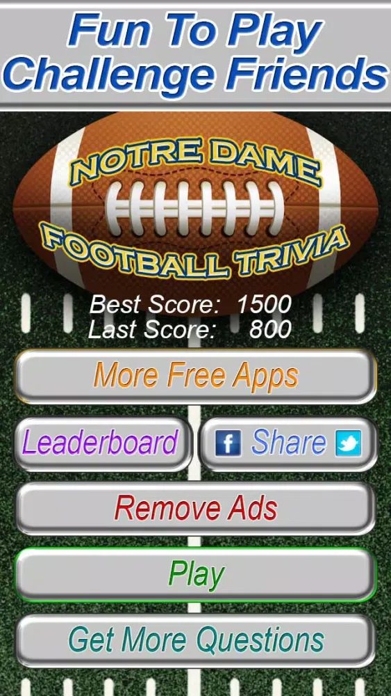Screenshot di Notre Dame Football Trivia Quiz - Indiana Fighting Irish Intercollegiate Athletics Game