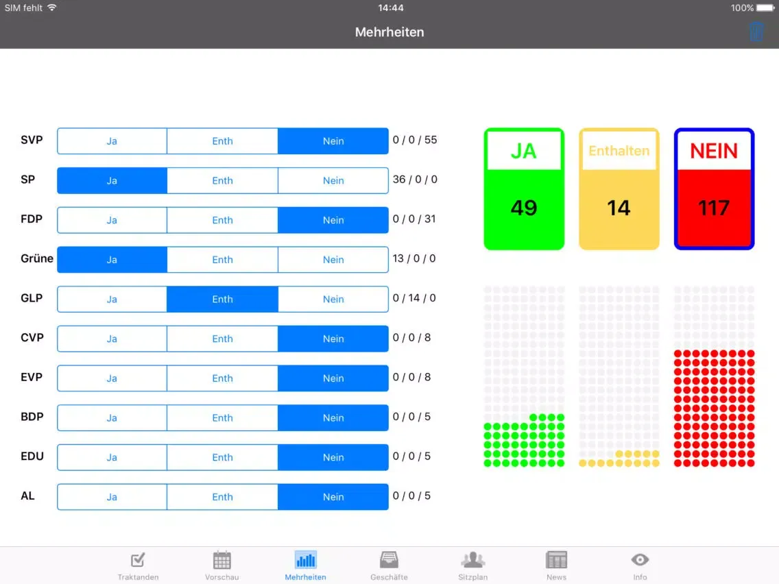 Скриншоты Kantonsrat Zürich iPad 