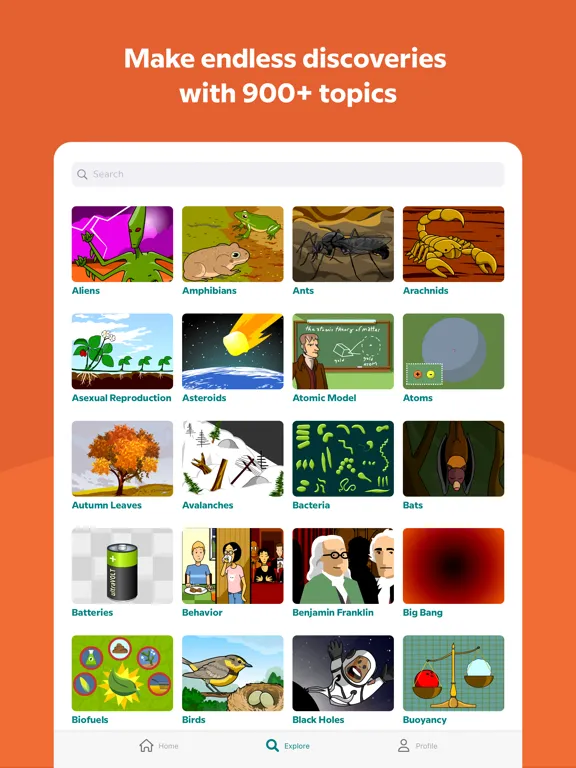 Capturas de tela do BrainPOP iPad 