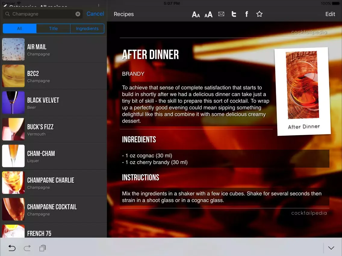 Cocktailpedia iPad  سکرین شاٹس