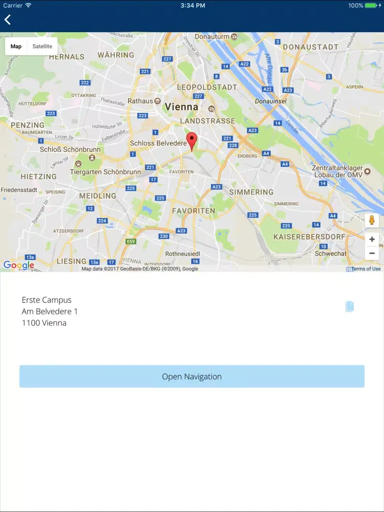 Ảnh chụp màn hình của Erste Events iPad 