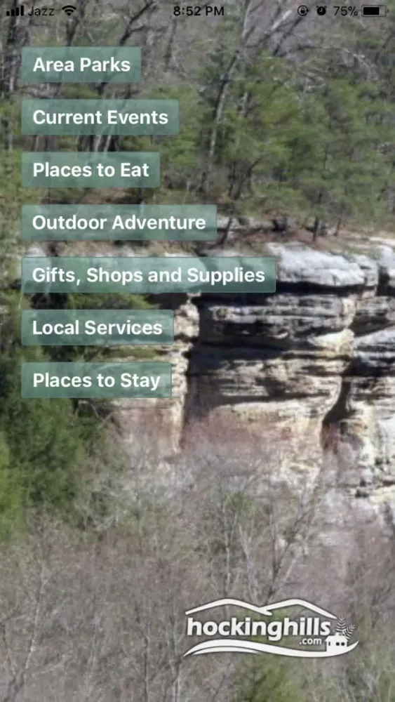 Tangkapan layar Hocking Hills Visitors App