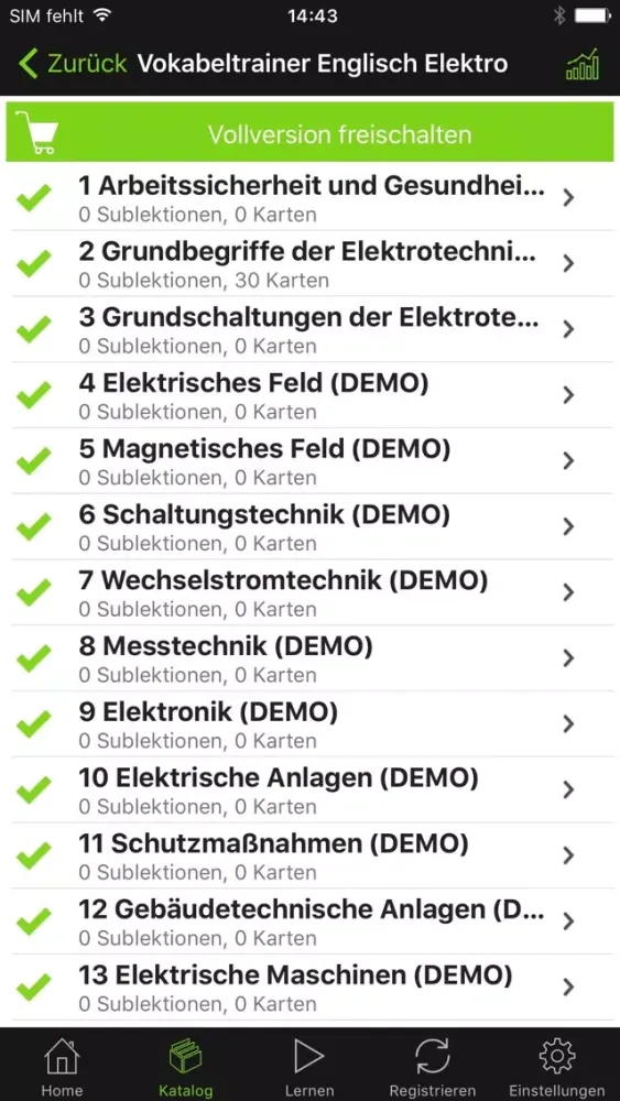 Capturas de pantalla de Vokabeltrainer Englisch Elektro