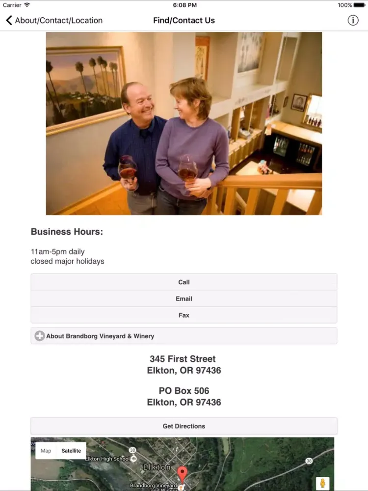 Tangkapan skrin Brandborg Wines iPad 