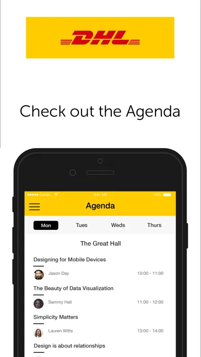 ภาพหน้าจอของ DHL Live Events App