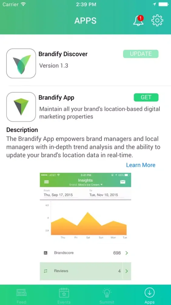 Capturas de tela do Brandify Discover