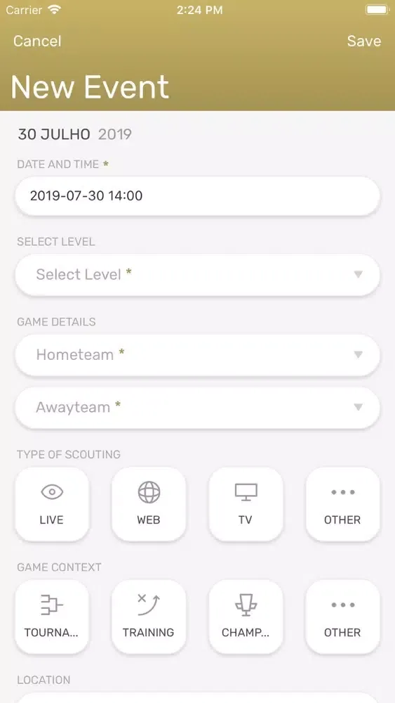 Tangkapan layar Soccer Mondial Scouting System