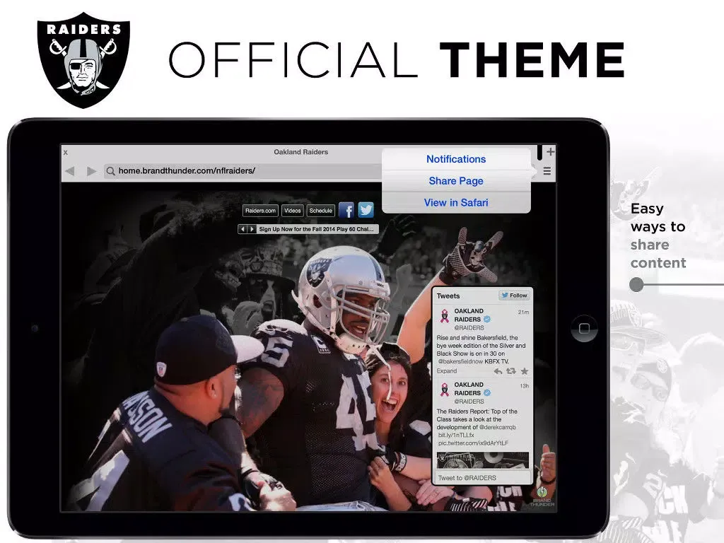 Tangkapan layar Raiders Web iPad 