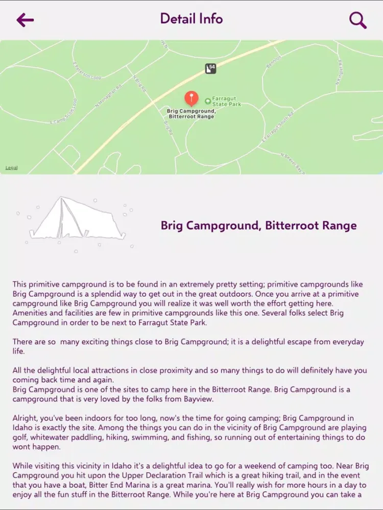 تصاویر Idaho Campgrounds & RV Parks iPad 