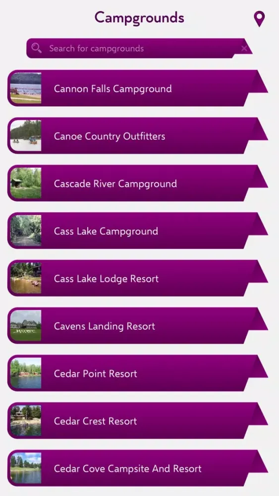 Скриншоты Minnesota Campgrounds Guide