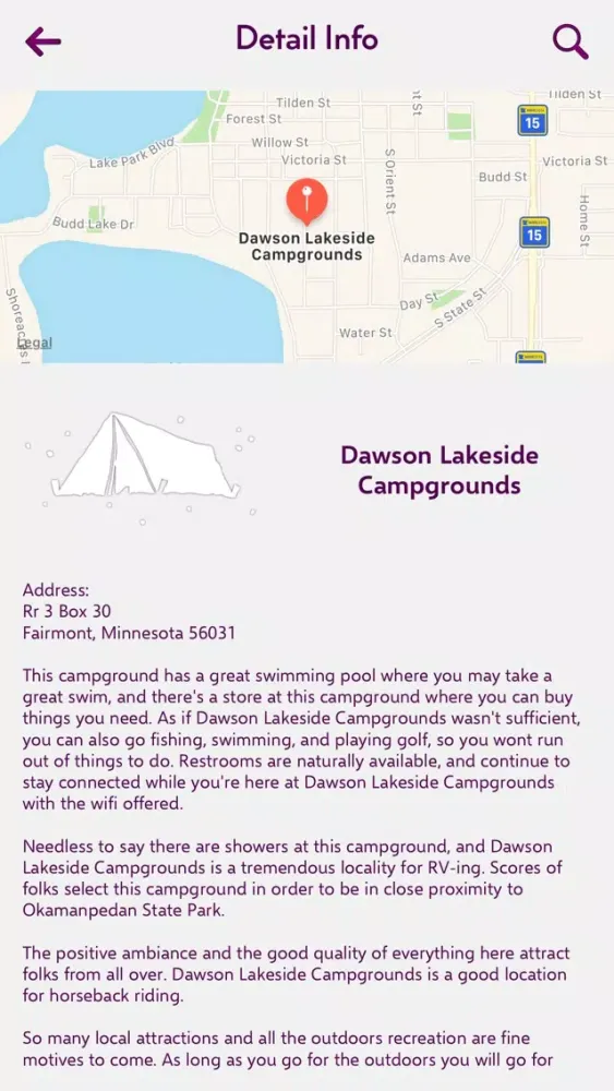 Скриншоты Minnesota Campgrounds Guide