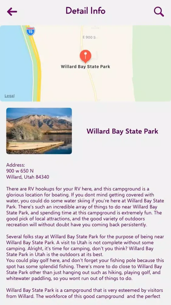 Captures d'écran de Utah Campgrounds & RV Parks