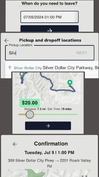Zrzuty ekranu Branson Rideshare
