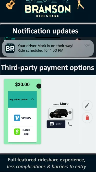 Zrzuty ekranu Branson Rideshare