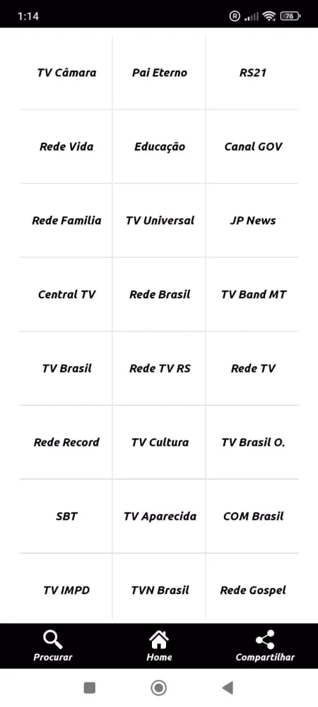 Tangkapan skrin TV ao Vivo : Canais Brasil