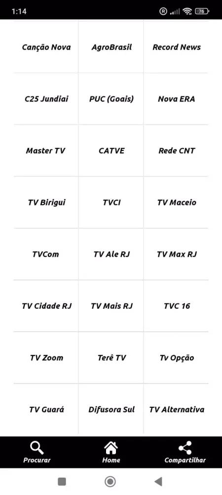 Tangkapan skrin TV ao Vivo : Canais Brasil