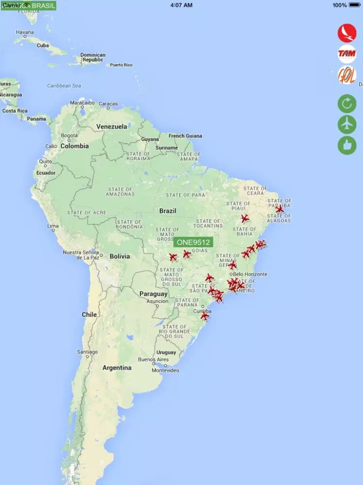 ภาพหน้าจอของ Air BR : Live flight Status & Radar for Avianca Brasil, TAM Linhas and GOL Airlines iPad 